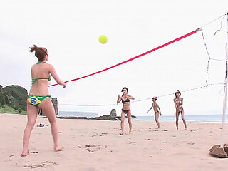 Asian girls picked up at the beach for a massive orgy