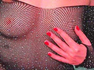A Beauty with Cute Tits and in Beautiful Lingerie Watches Porn and Caresses Herself