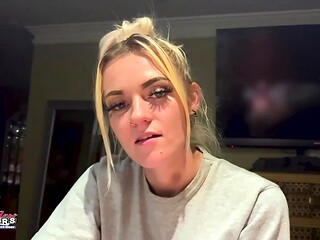 Petite sassy milf gives a massage and grips his thick cock firmly