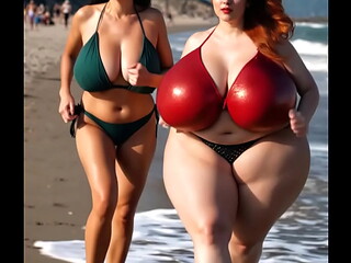Busty friends running animation (AI Generated)