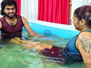 Pool romance with lip lock