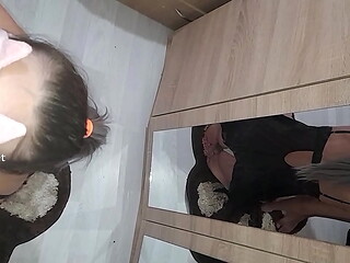 my cuckold filming me with another one at the motel, until I get milk on my tits