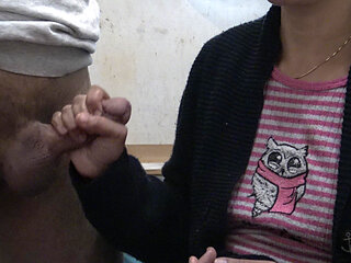 Perverted Stepmother Gives Her Virgin Stepson a Handjob for the First Time in His Life