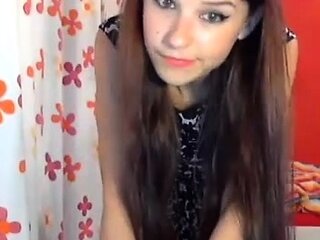 Small titted brunette teen fingering on the bed