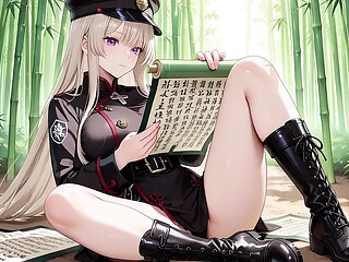 Hotty AF blonde vixen shows off her great slit uniform in a crazy black scene