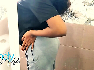 Curvy girl shows her body before showering part one