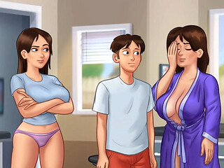 Summertime Saga - Busty MILF Landlady Helps Tenant's Wet Dream, They Get Caught! 3D Hentai XXX