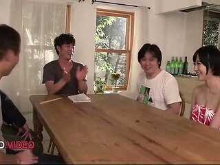 Yu Shinoda Intense Double Blowjob - Asian Brunette Takes Two Hard Cocks