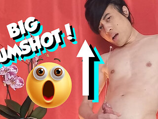WOW the big cumshot! How far does Jon Arteen squirt his juicy cum in this hot show of a sexy naked gay twink masturbating