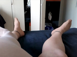 Sensual Play of Feet in Pantyhose