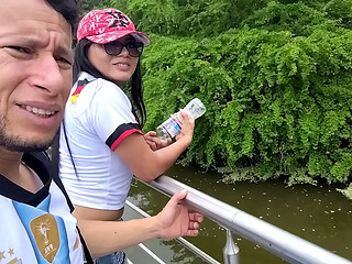 I met her at a lake and then took her to my house to bet on a football match against Germany. She lost and had to pay me with sex.