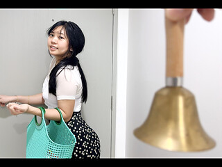 Cute maid girl horny while hearing the bell