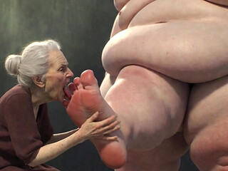 90 Year Old Granny Sucking Obese SSBBW Toes - Extremely Horny Foot Play