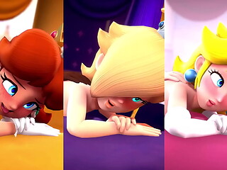 Peach, Daisy, and Rosalina'_s pussies pounded