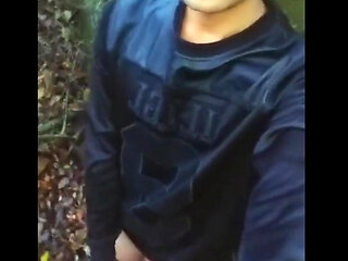 Twink Jerks off Outdoor Behind Rest Area