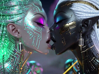 Beautiful Aliens Kiss on Nice Music, Ai Animation