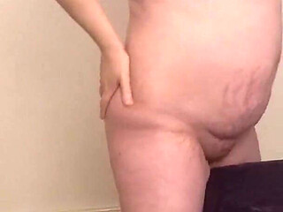 Naked Blonde Wife with Big Breasts Riding Bedpost