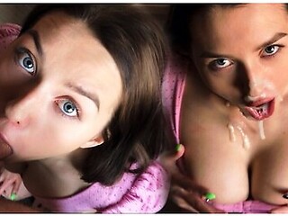 Pov. Slobbering Suck So He Cum On My Face. Big Cumshot And Cute Girl With Big Natural Tits