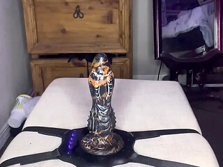 Hot MILF rides her fantasy dildo with passion
