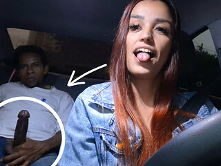 Naughty app driver catches gifted passenger masturbating from behind!