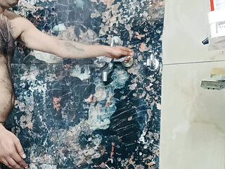 Indian desi man enjoy shower