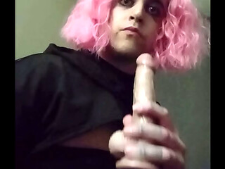 sissy femboy slut exposed playing with dildo