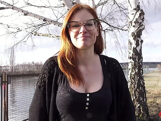 GERMAN SCOUT - Glasses Ginger Redheadh MILF Mona Einhorny First Time Porn at Hard Casting