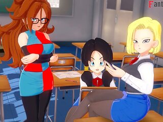 Android eighteen in a bikini getting down in this anime adventure