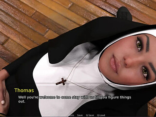 Pregnant Nun Gets a Handjob at Granny's House - 3D Hentai