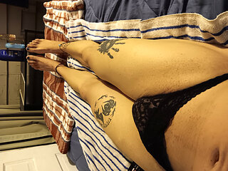 Black panties and a big load