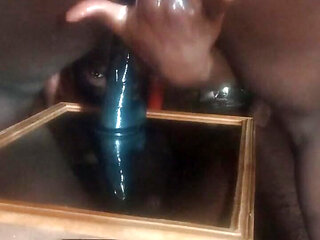 Big black dildo in my ass while I cum
