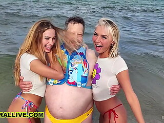 Beach Bunny Blondes KHLOE KAPRI &amp_ CHLOE TEMPLE THREESOME in Front of Cuckold Sugardaddy &ndash_ IMMORAL LIVE 4K