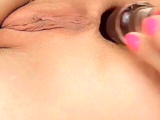 Glass Toy Anal Cum on My Pretty Asshole