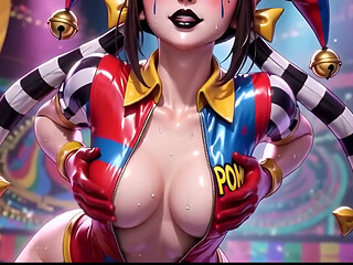Clown Girl Covered in Thick Cum - Ahegao & Tit Play Compilation
