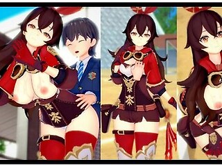 Genshins amber-eyed allure in intimate play