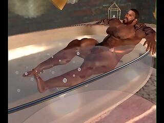 handsome hunk duane brown rubs one out in the tub
