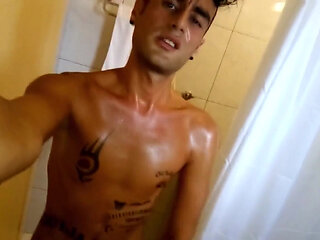 Uncut Cock Cum in Toilet After Sun Tanning