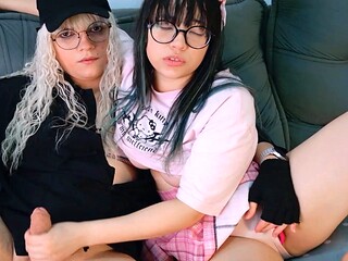 Babe Sneaky Online Date Handjob with Trans GF