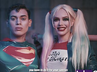 Superman inserts Harley Quinn's bat into his anus