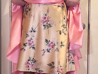 Long formal satin skirt with multiple satin slips. Satin layers
