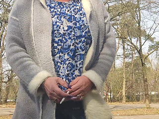 Enjoying a cigarette outside