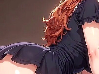 Busty Redhead Bends Over the Bed in a Tiny Black Dress Showing off Her Round Ass