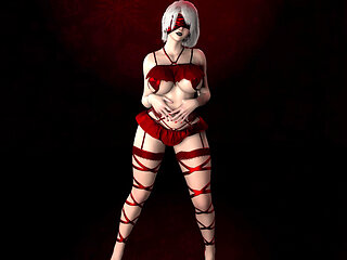 Cosplay 2B dances in lingerie for you on Christmas.