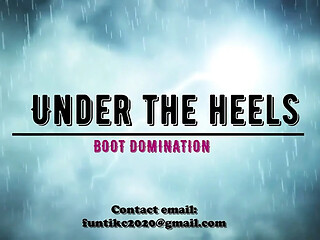 Long-tongued goddess crushes underfoot in high heels