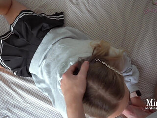 Cute Student Rides Dick and Gets Creampie in Tight Pussy