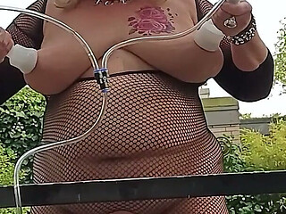 Weights on the Cunt and the Milking Machine on My Fat Hanging Udders