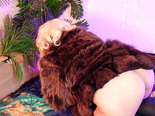 FUR FETISH video: beautiful Mistress tease and seduce. ASMR and JOI. Arya Grander.