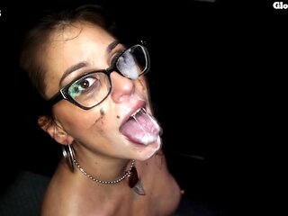 Girls sucking and swallowing huge cockloads through a gloryhole