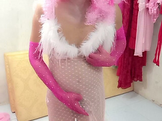 Oanh Le transgender wearing sexy clothes masturbating dog-style