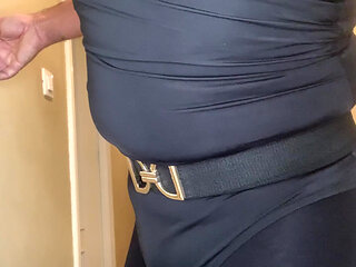 With my wife's brown stiletto heel ankle boots